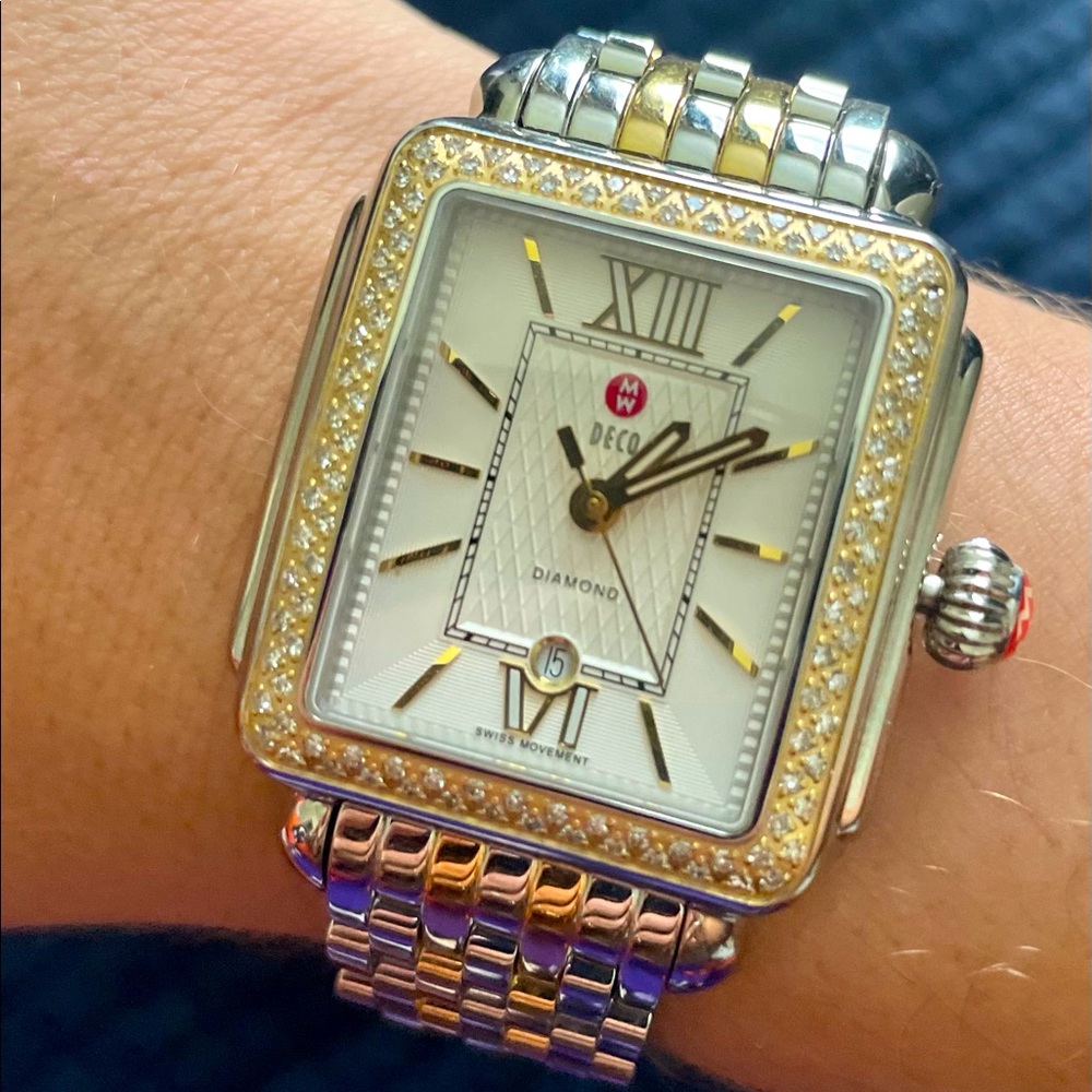 MICHELE WATCH Deco Madison Diamond, Silver/Gold💎